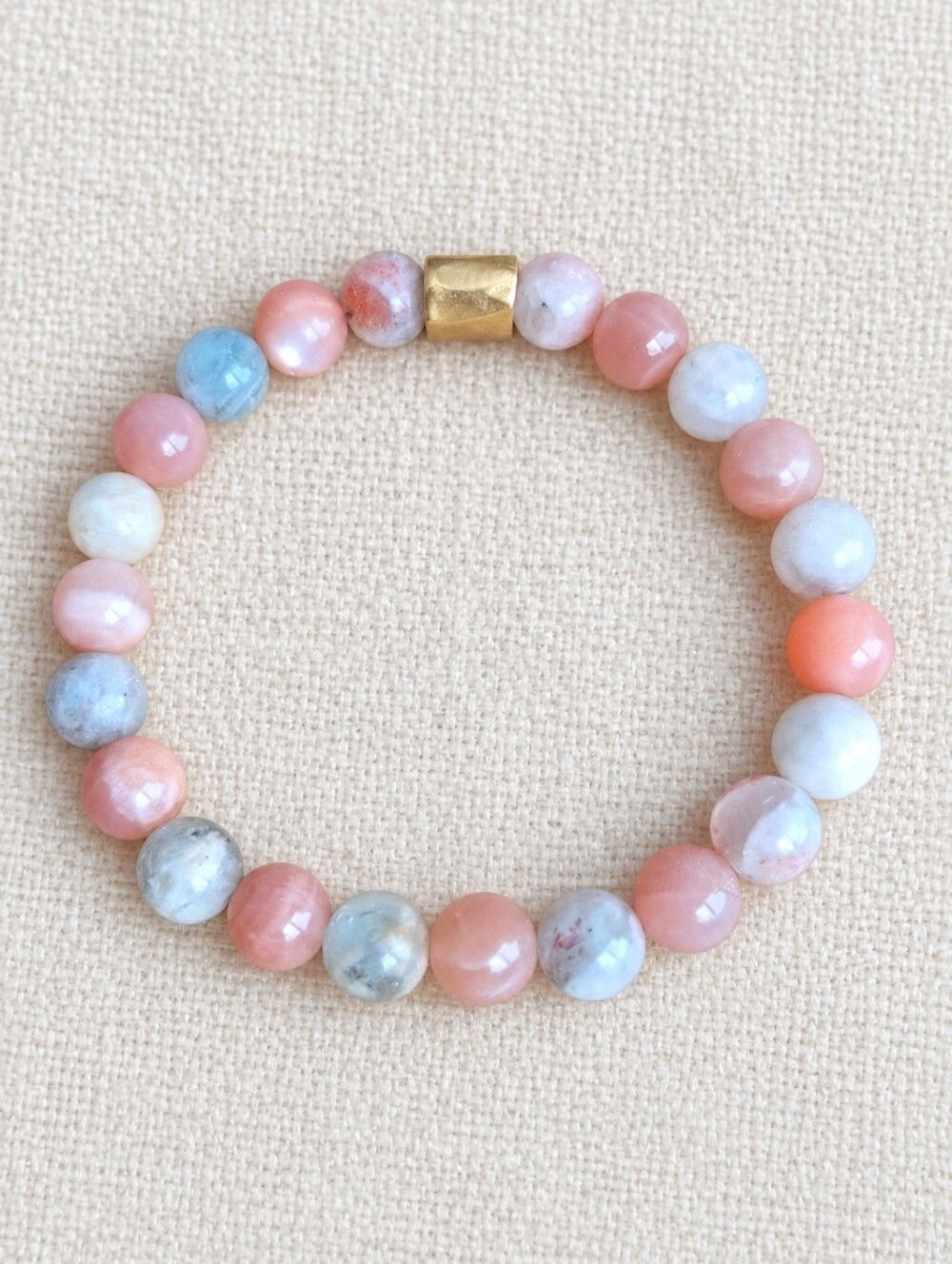Sunstone Beaded Stretch Bracelet | Handmade | Orange